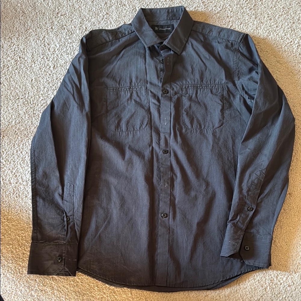 INC International Concepts Black Casual Button Down Shirt
